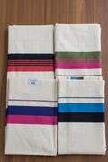 Contemporary Kerala Cotton Saree with Multi-Color Borders