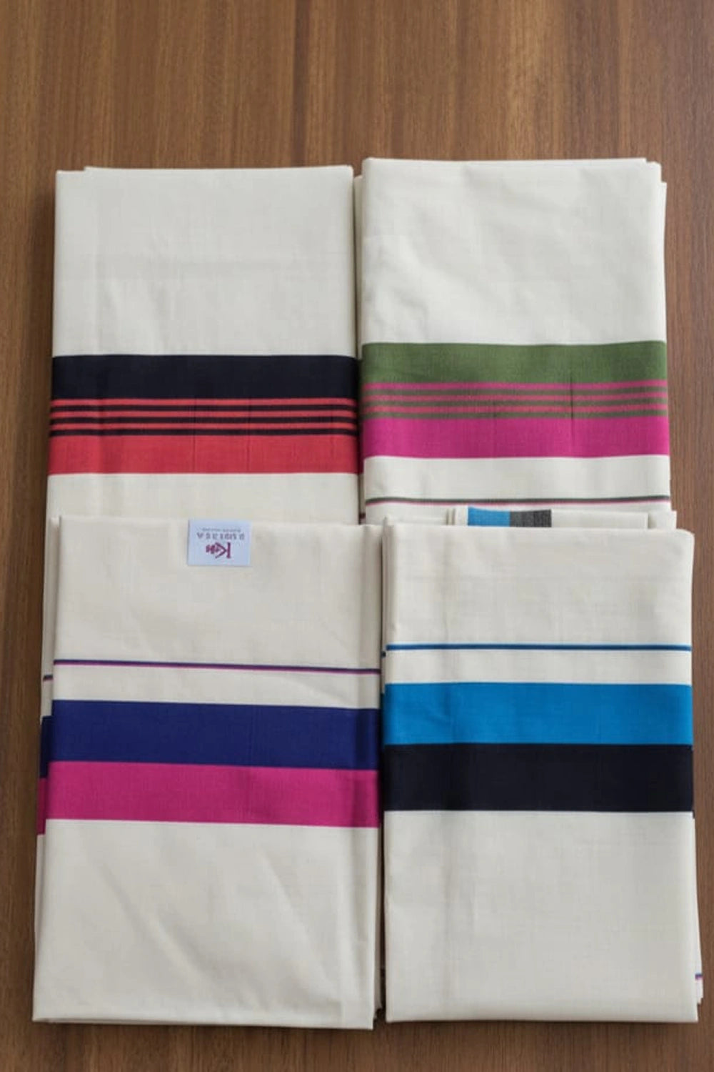 Contemporary Kerala Cotton Saree with Multi-Color Borders