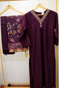 Royal Purple Embroidered 3-Piece Kurtha Set