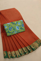Pure Cotton Sarees with Kalamkari Blouse
