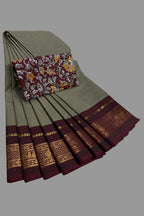 Pure Cotton Sarees with Kalamkari Blouse