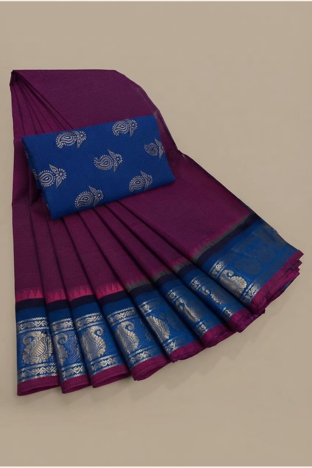 Pure Cotton Sarees with Kalamkari Blouse