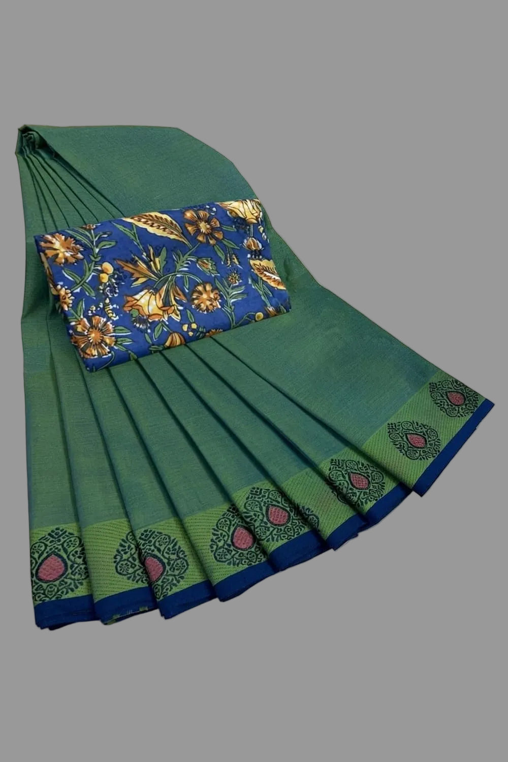 Pure Cotton Sarees with Kalamkari Blouse