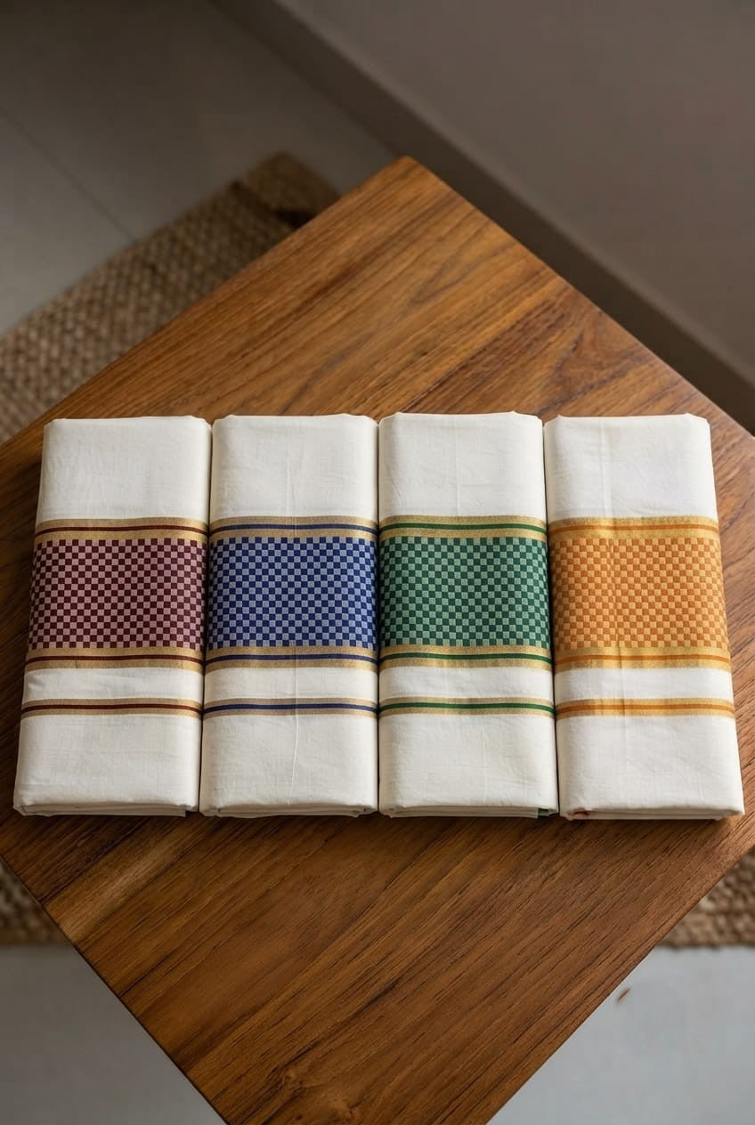 Check-pattern Kerala Saree