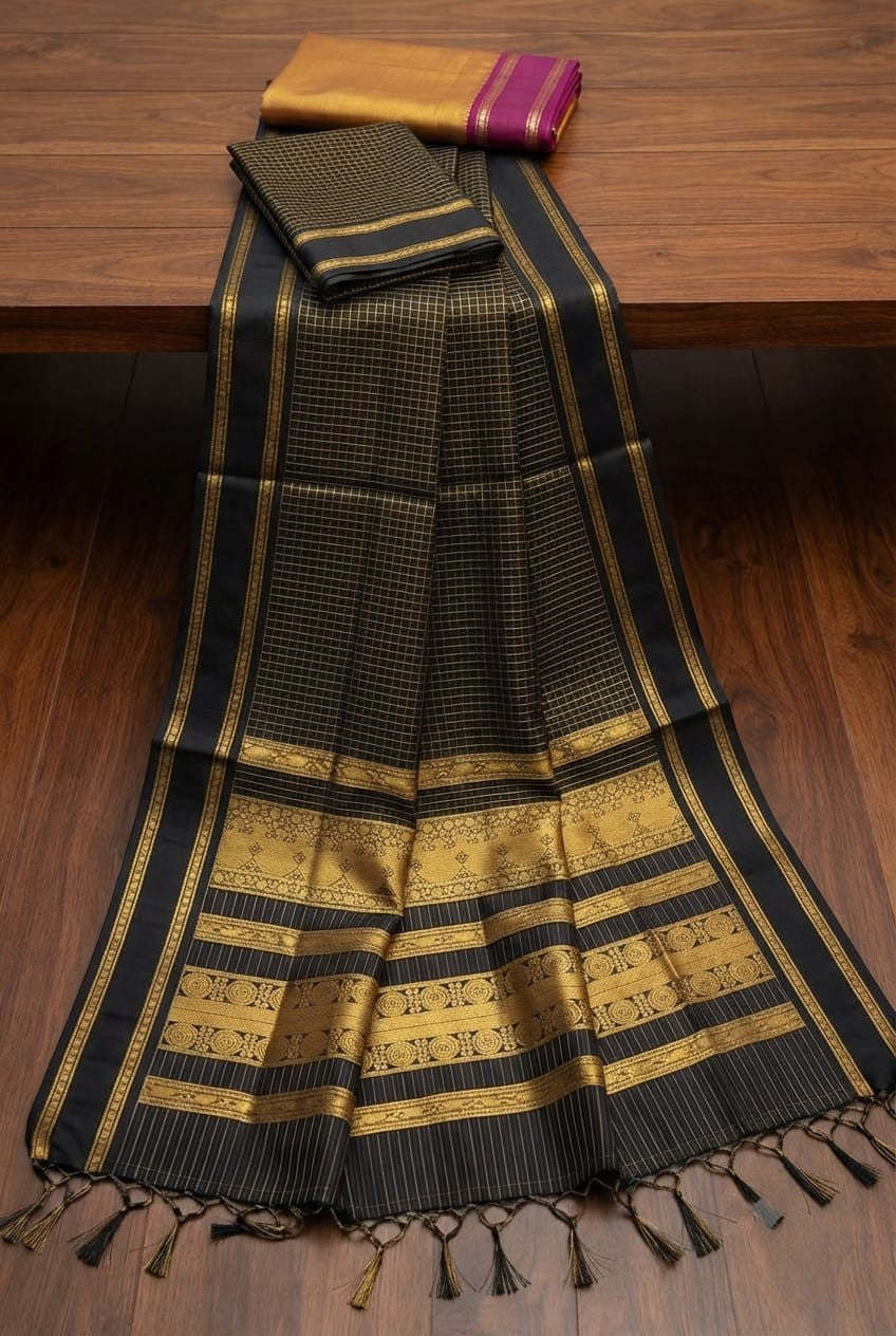 KORVAI CHECKED HANDLOOM COTTON sarees