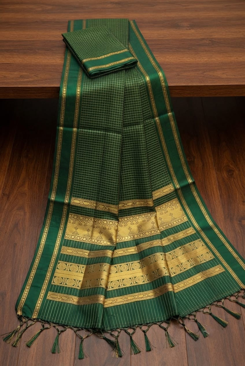 KORVAI CHECKED HANDLOOM COTTON sarees