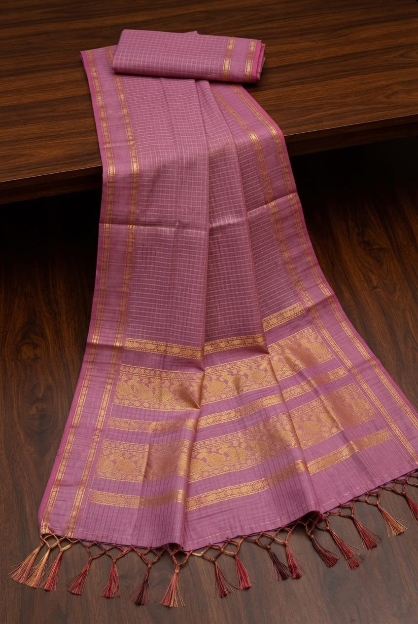 KORVAI CHECKED HANDLOOM COTTON sarees