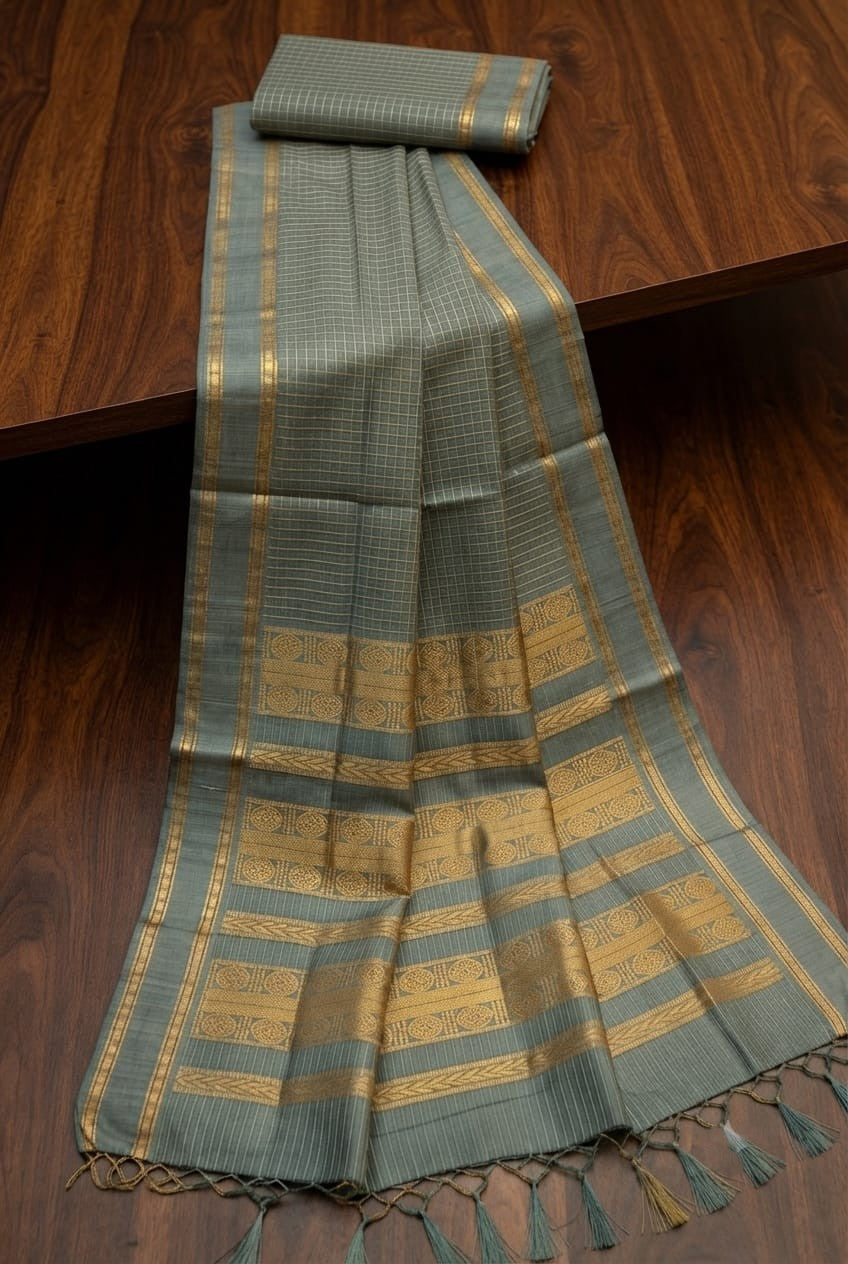 KORVAI CHECKED HANDLOOM COTTON sarees