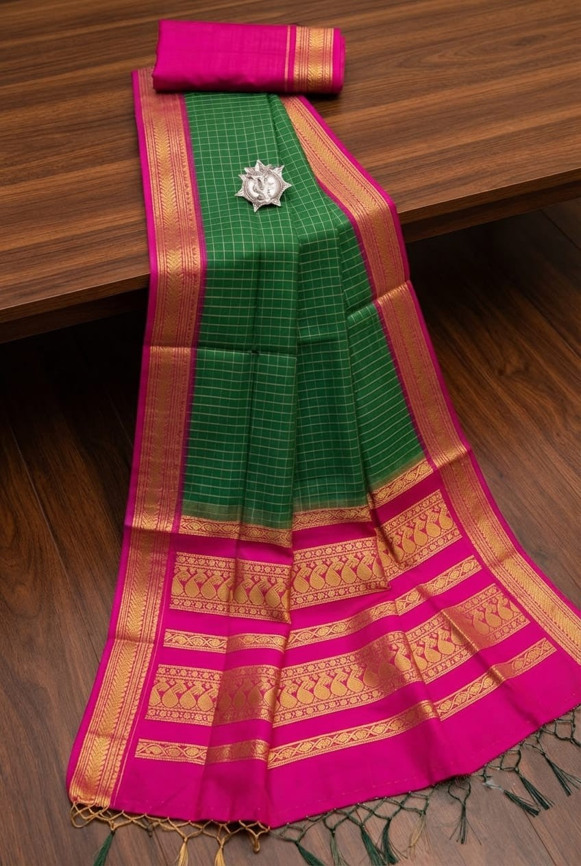 KORVAI CHECKED HANDLOOM COTTON sarees