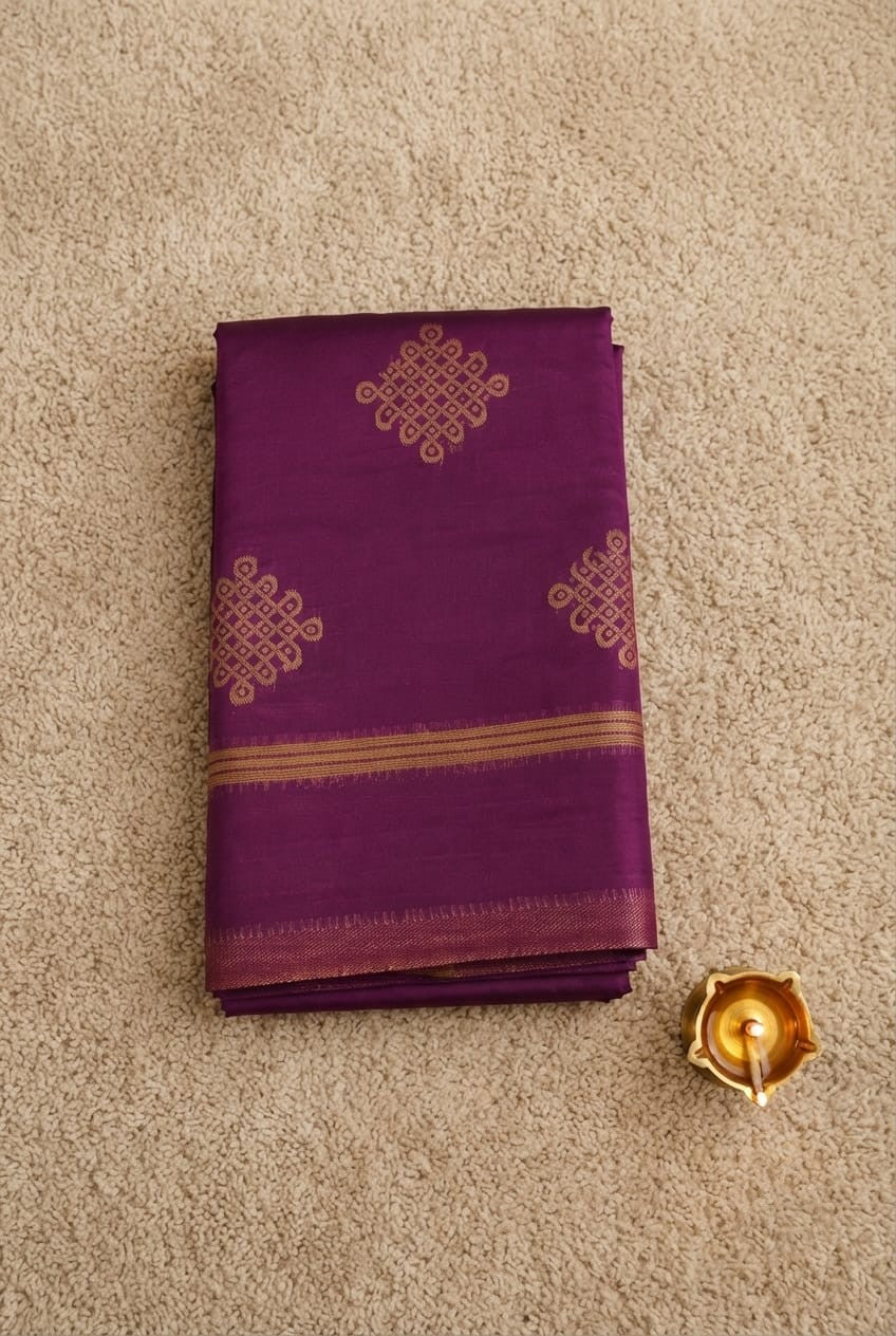 VINTAGE COLLECTION- soft silk saree with kolam design
