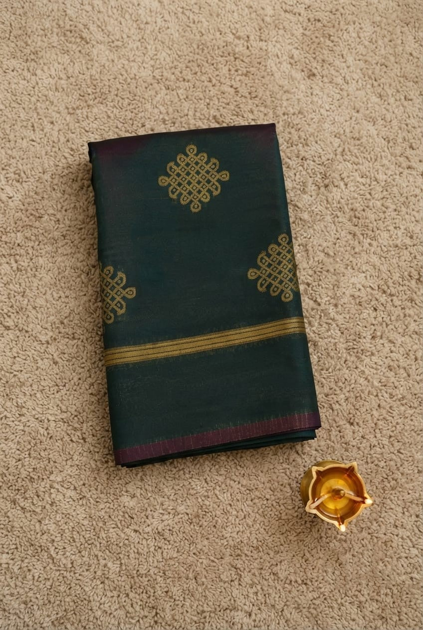 VINTAGE COLLECTION- soft silk saree with kolam design