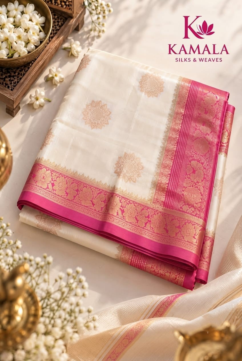 Navaratri collections- WHITE ( 4 Sarees)