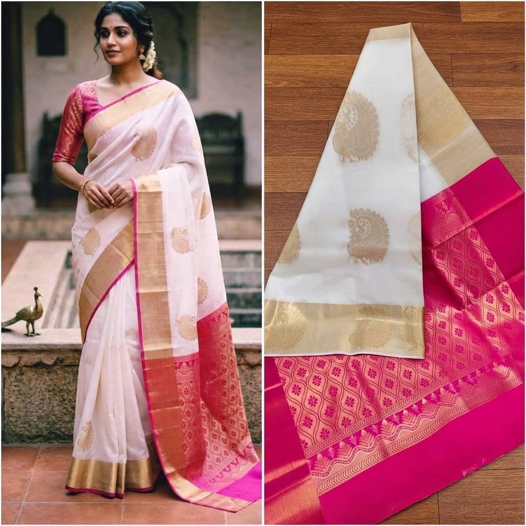 Chanderi Kuppadam Rich Silk Cotton Sarees-       [Available in 11 different combos]