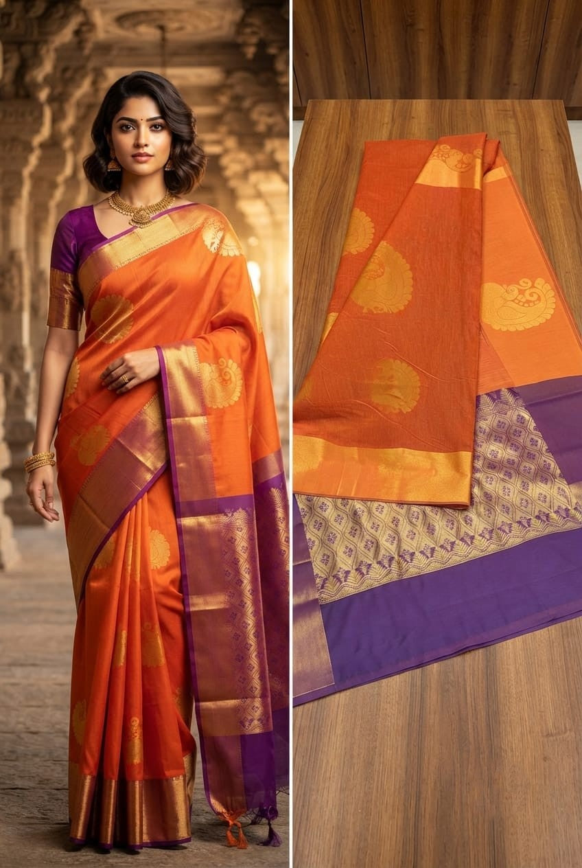 Chanderi Kuppadam Rich Silk Cotton Sarees-       [Available in 11 different combos]