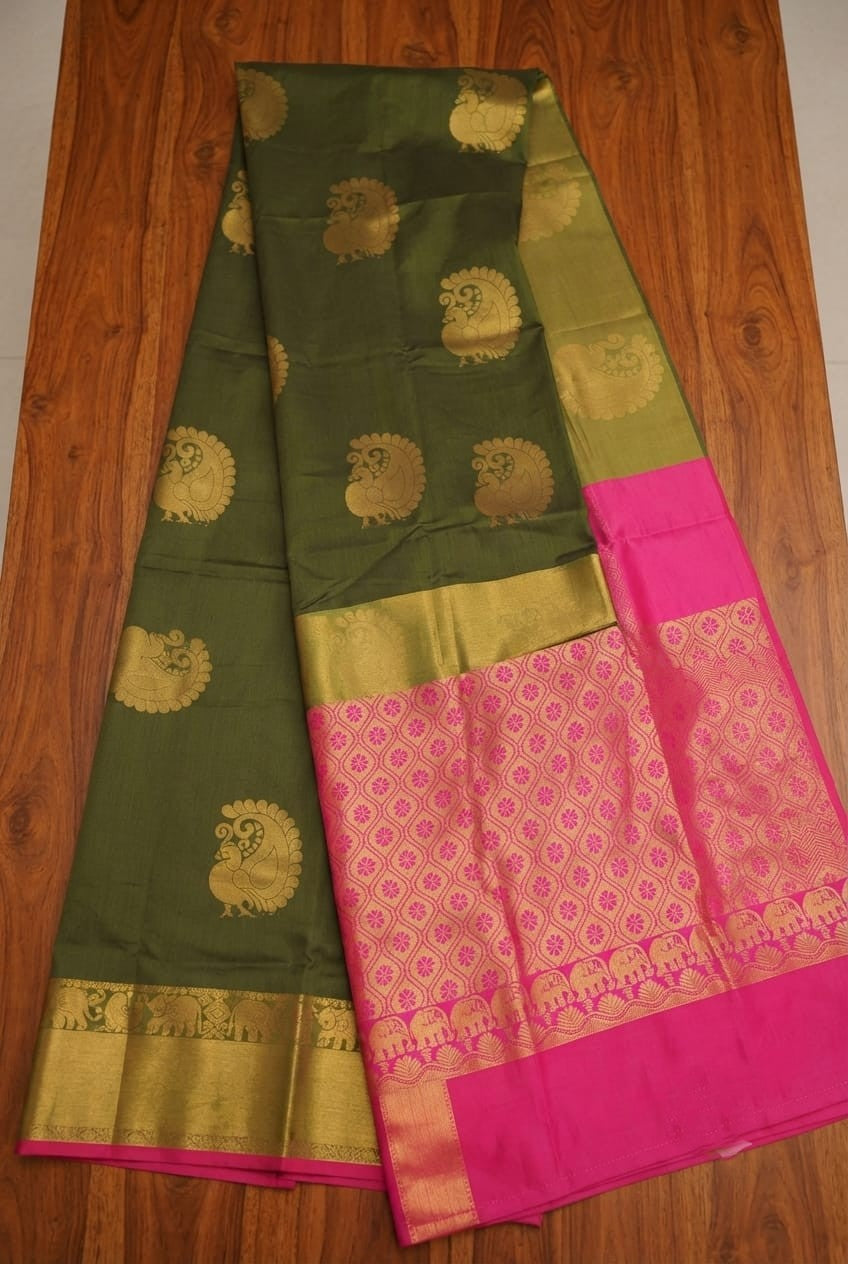 Chanderi Kuppadam Rich Silk Cotton Sarees-       [Available in 11 different combos]