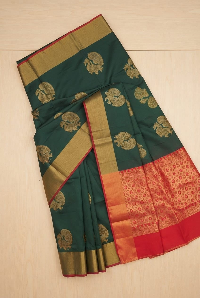 Chanderi Kuppadam Rich Silk Cotton Sarees-       [Available in 11 different combos]