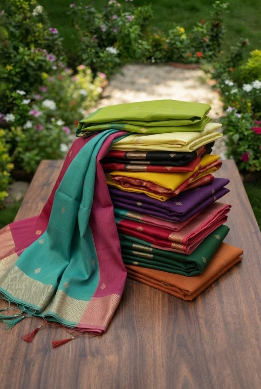 Silk Cotton Saree--                                 [Available in more than 10 different combinations]