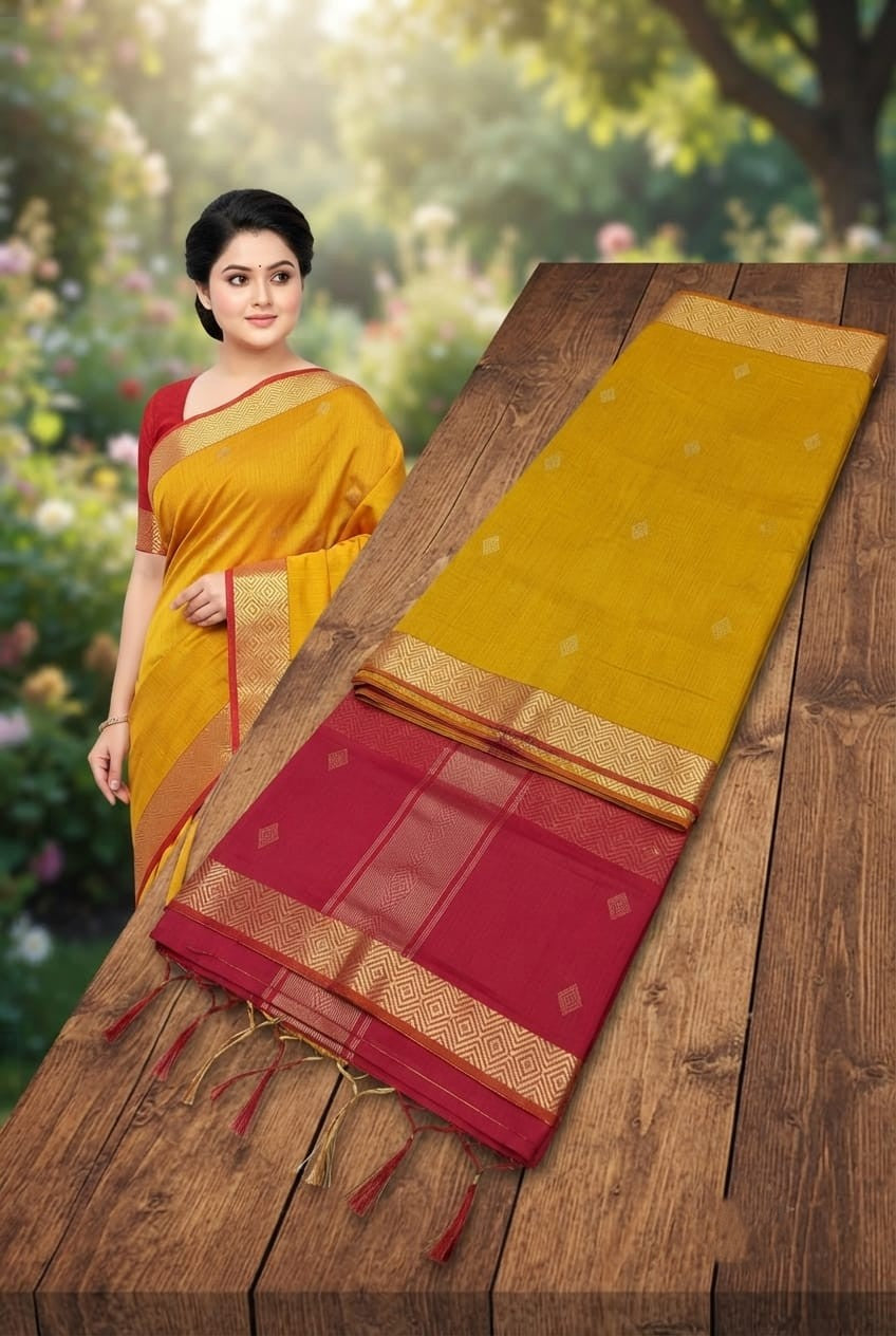 Silk Cotton Saree--                                 [Available in more than 10 different combinations]
