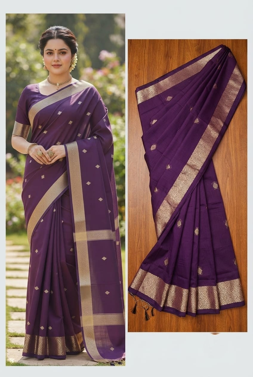 Silk Cotton Saree--                                 [Available in more than 10 different combinations]