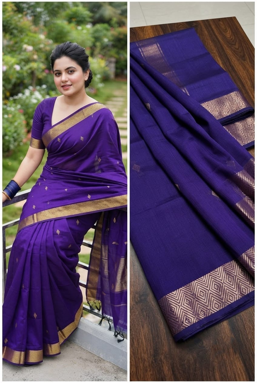 Silk Cotton Saree--                                 [Available in more than 10 different combinations]