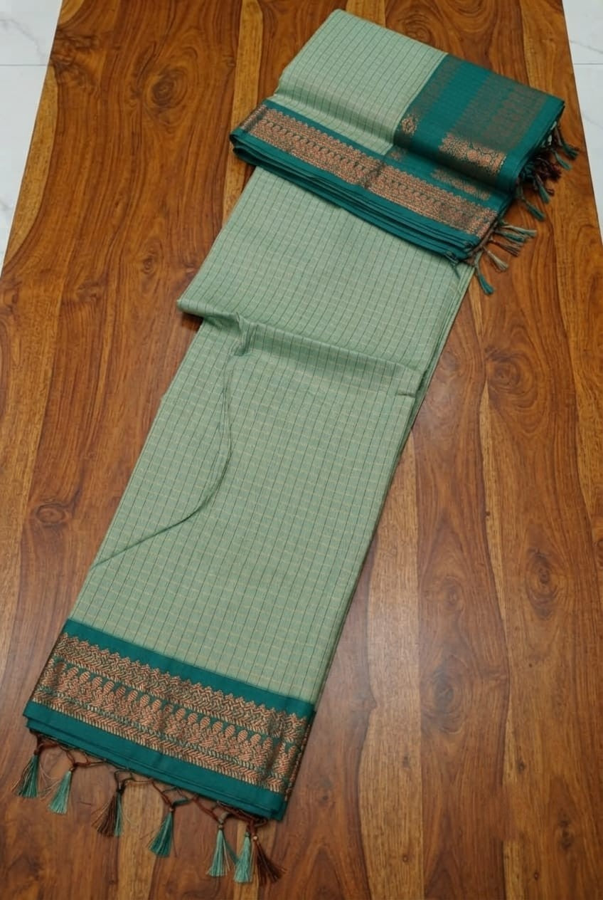 Checked Kalyani cotton saree/Lata Gadwal Paithani  Available in many  vibrant colors