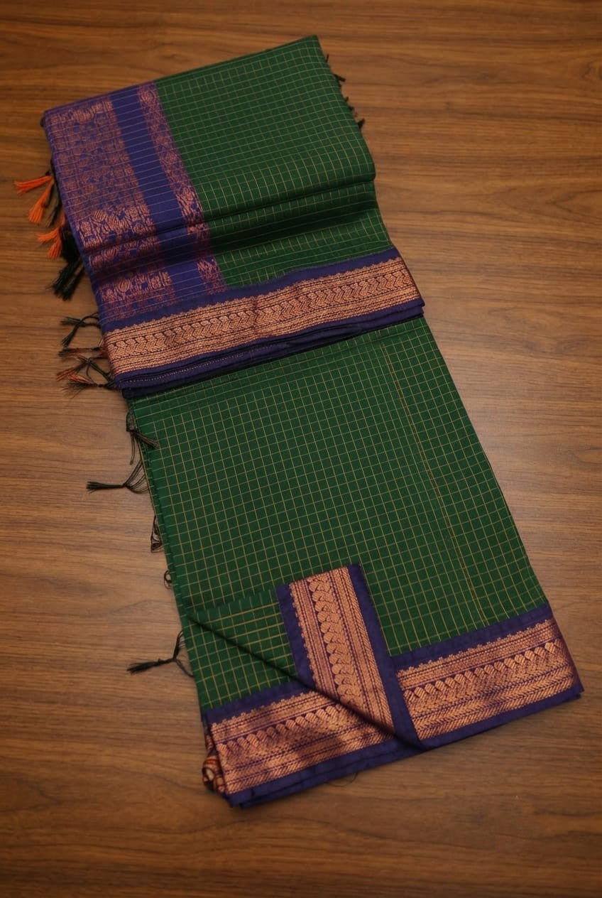 Checked Kalyani cotton saree/Lata Gadwal Paithani  Available in many  vibrant colors