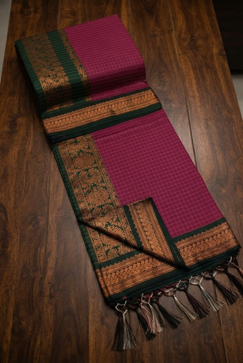 Checked Kalyani cotton saree/Lata Gadwal Paithani  Available in many  vibrant colors