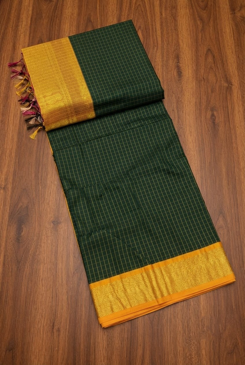 Checked Kalyani cotton saree/Lata Gadwal Paithani  Available in many  vibrant colors