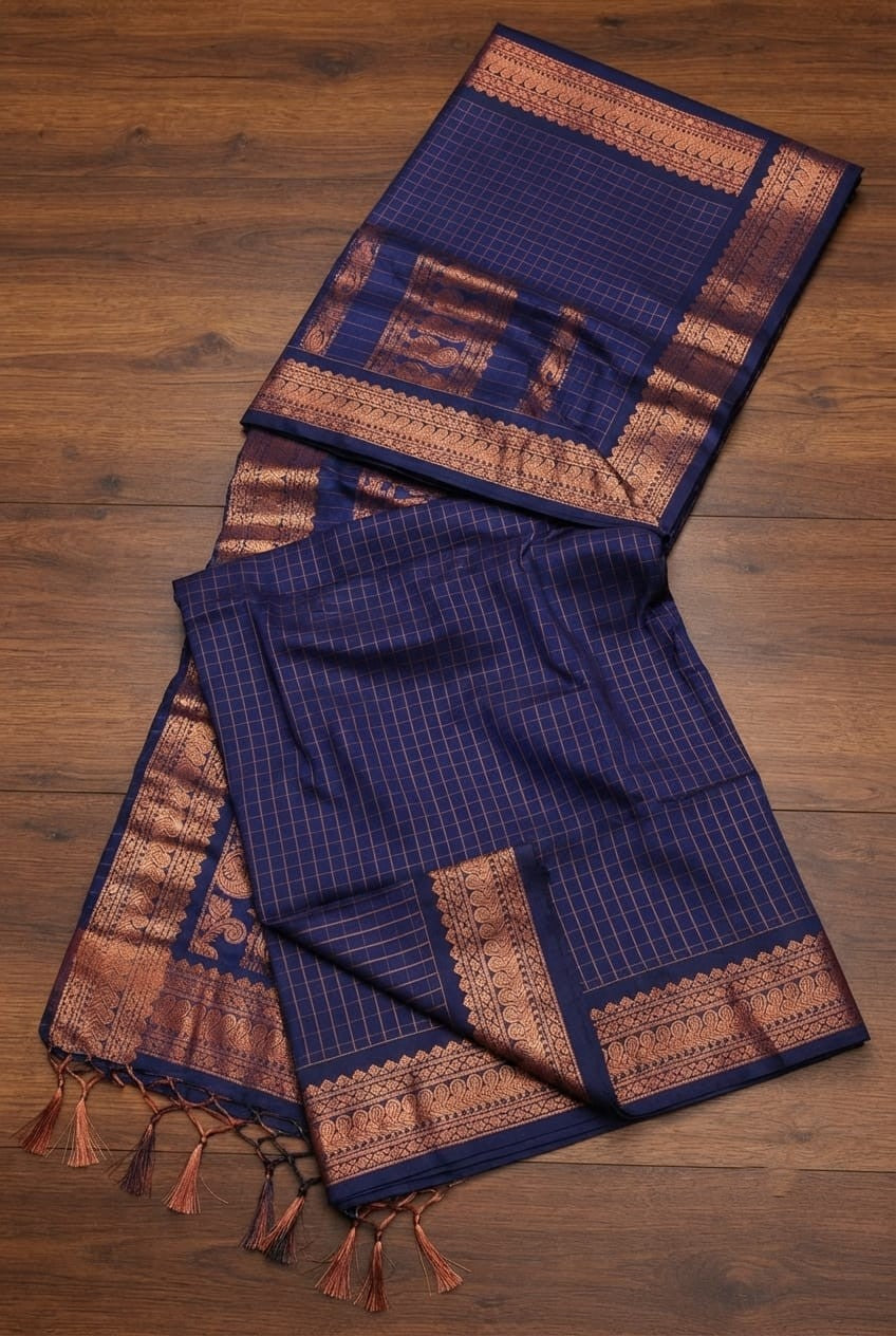 Checked Kalyani cotton saree/Lata Gadwal Paithani  Available in many  vibrant colors