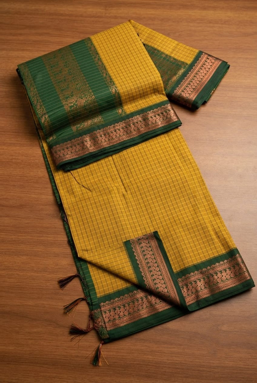 Checked Kalyani cotton saree/Lata Gadwal Paithani  Available in many  vibrant colors