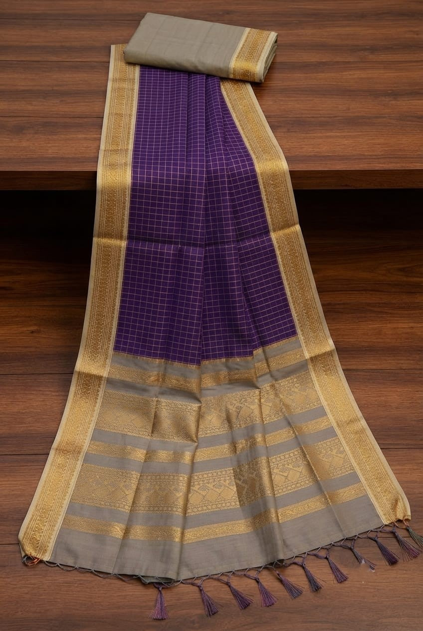 KORVAI CHECKED HANDLOOM COTTON sarees
