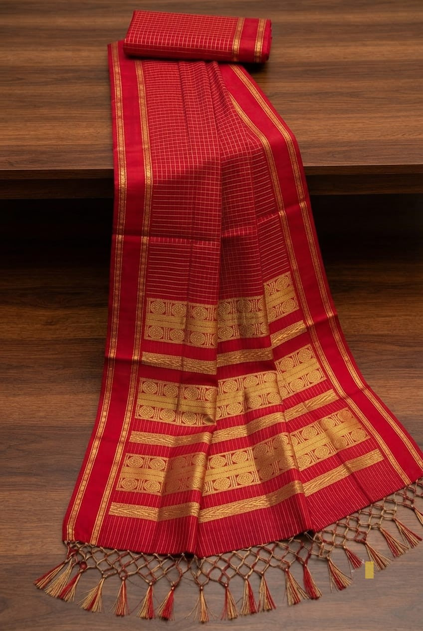KORVAI CHECKED HANDLOOM COTTON sarees