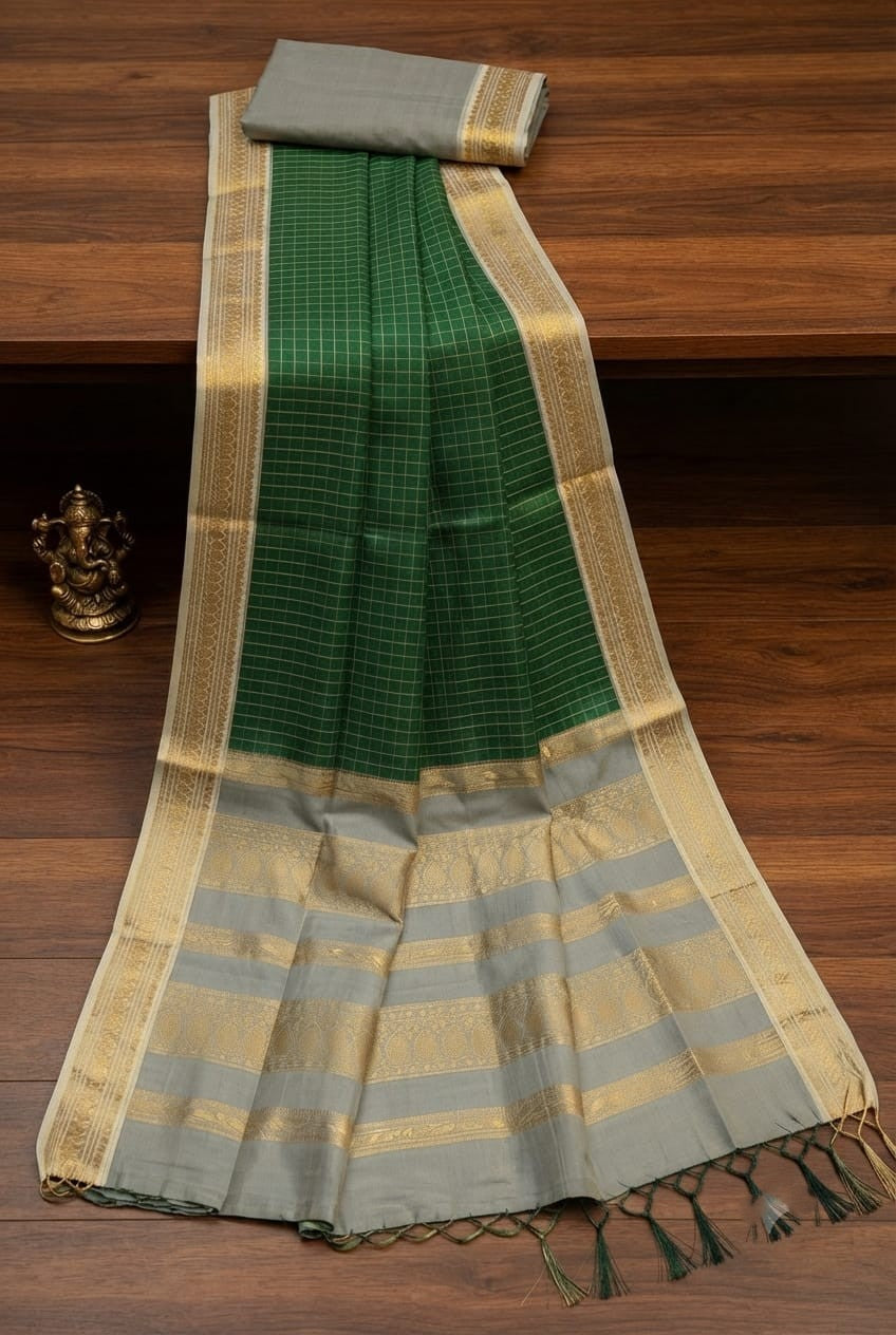 KORVAI CHECKED HANDLOOM COTTON sarees