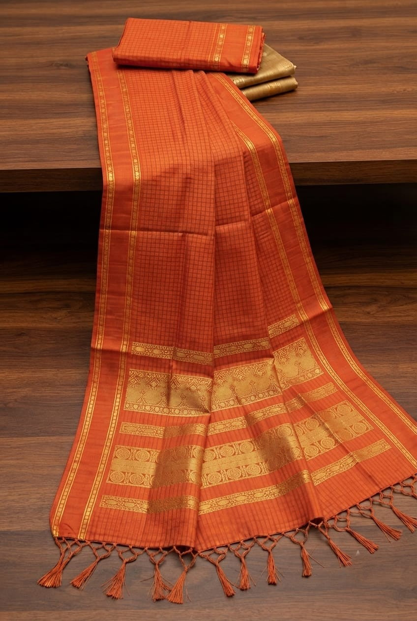 KORVAI CHECKED HANDLOOM COTTON sarees