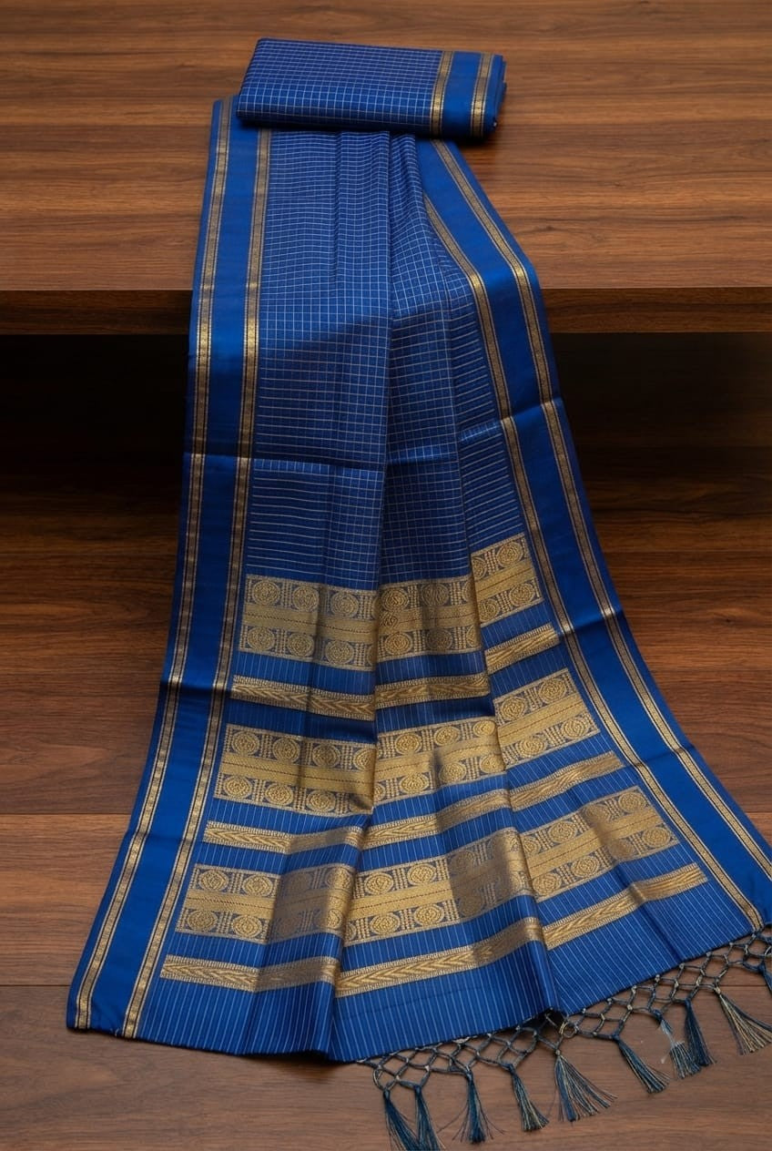 KORVAI CHECKED HANDLOOM COTTON sarees