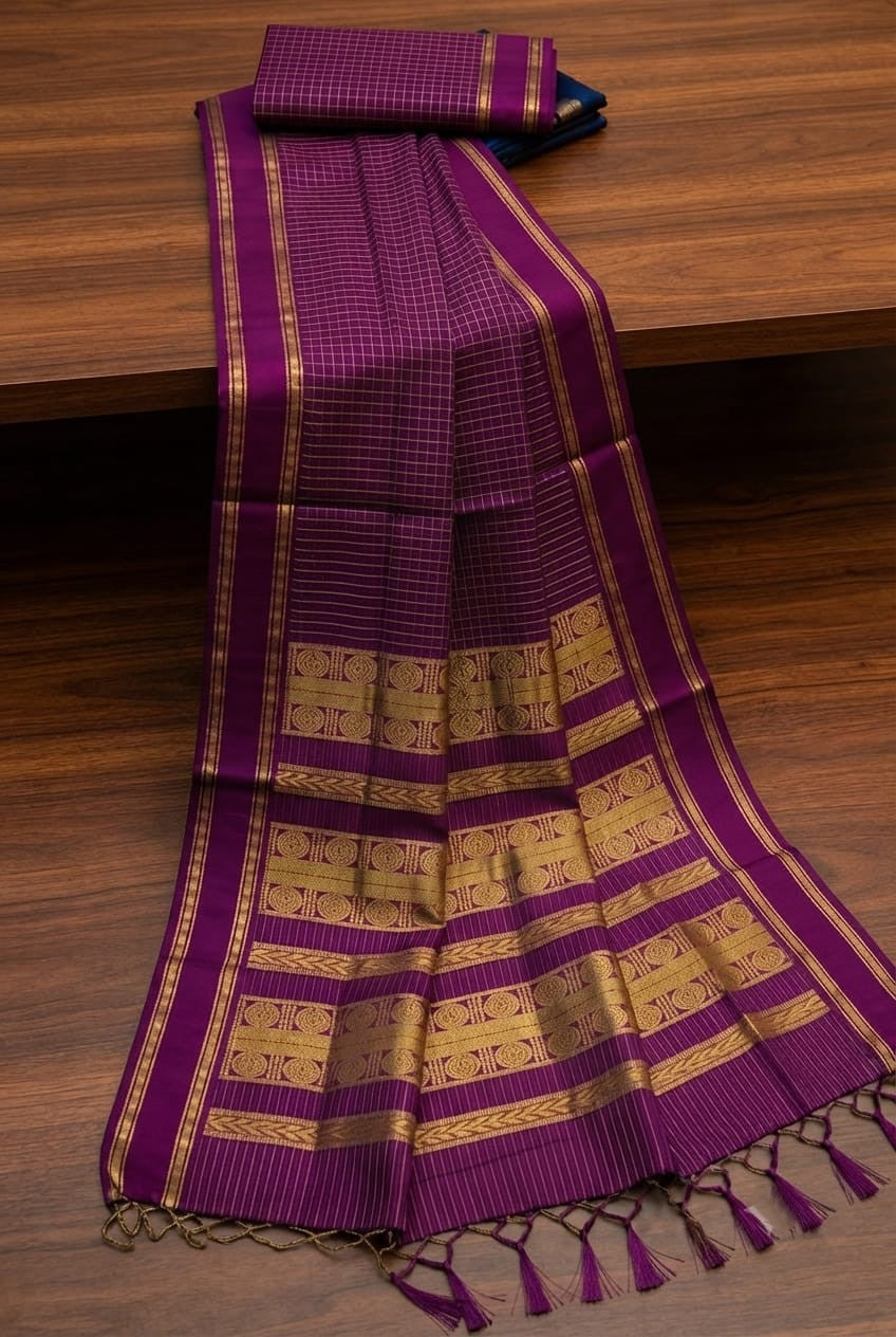 KORVAI CHECKED HANDLOOM COTTON sarees