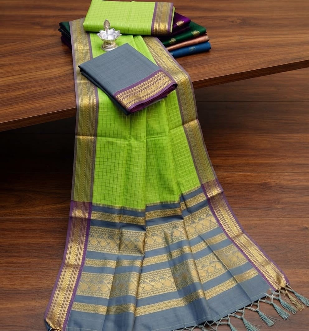 KORVAI CHECKED HANDLOOM COTTON sarees