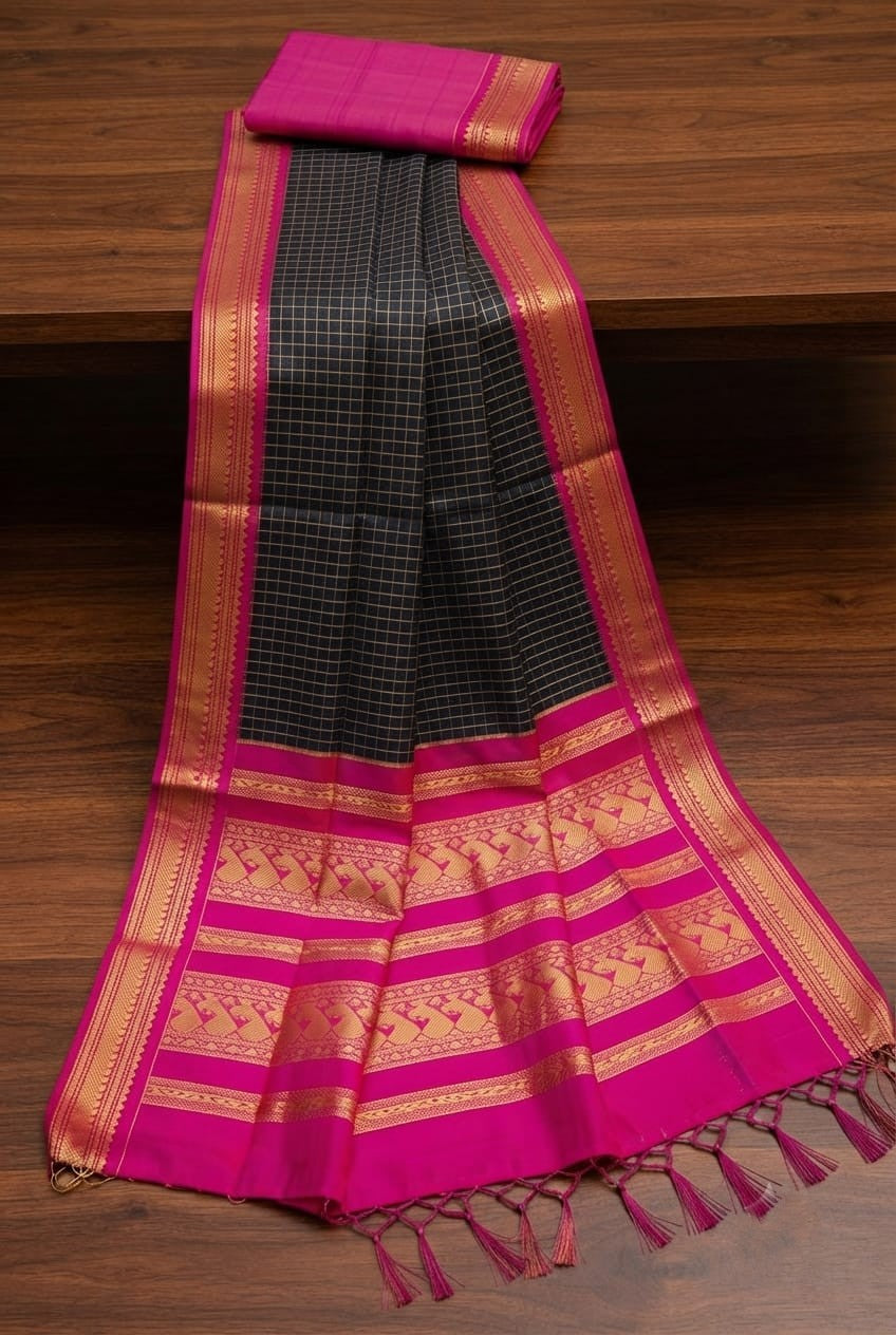 KORVAI CHECKED HANDLOOM COTTON sarees