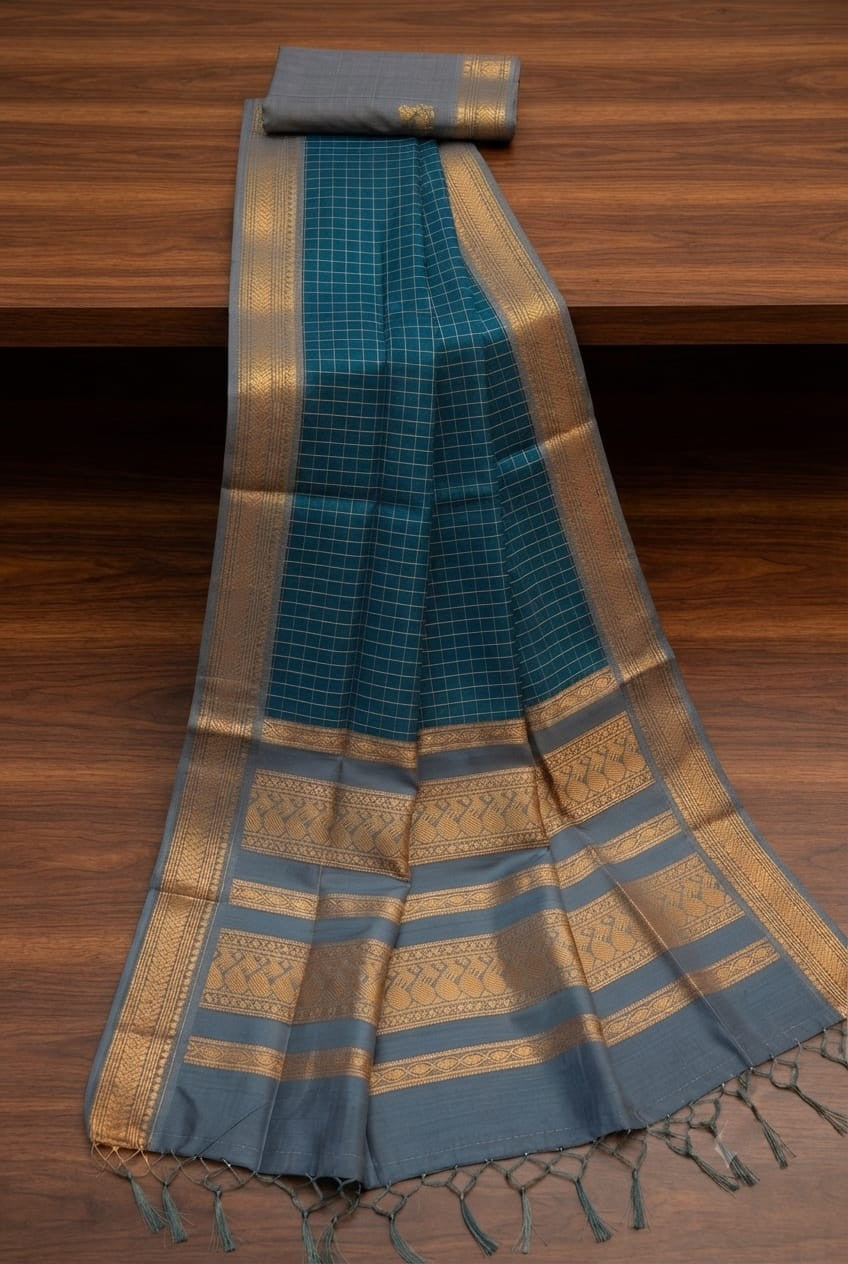 KORVAI CHECKED HANDLOOM COTTON sarees