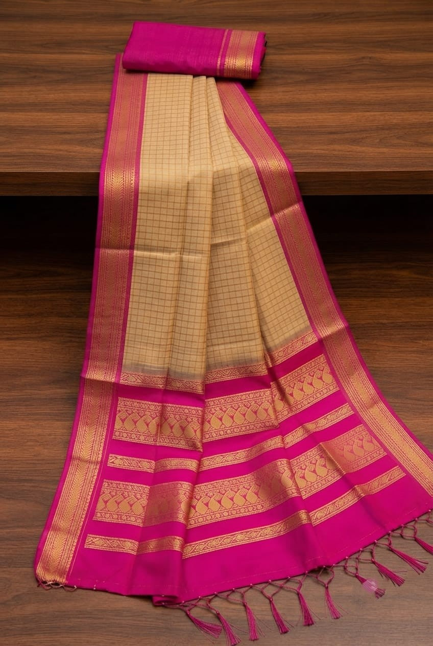 KORVAI CHECKED HANDLOOM COTTON sarees