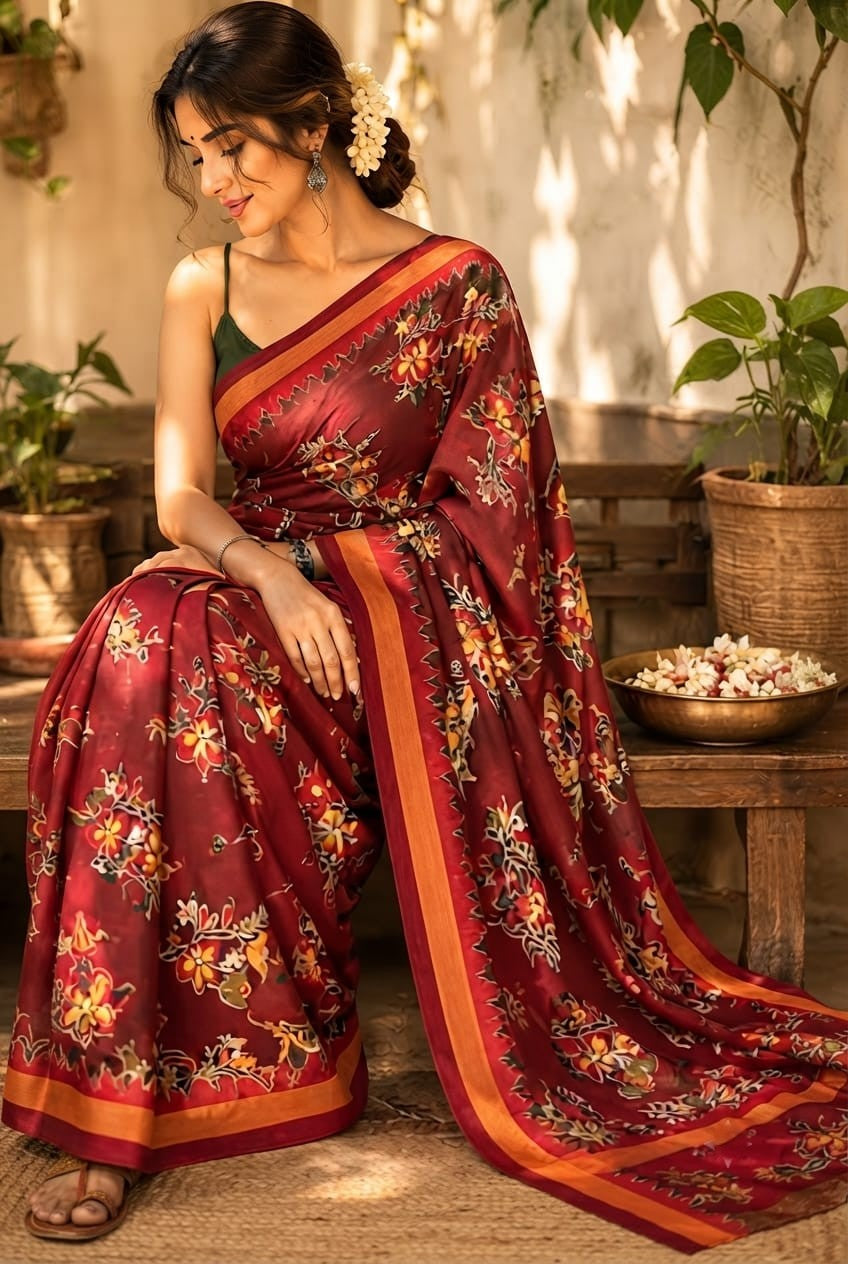 Semi Tusser Silk Sarees---   [Available in 5 colors]