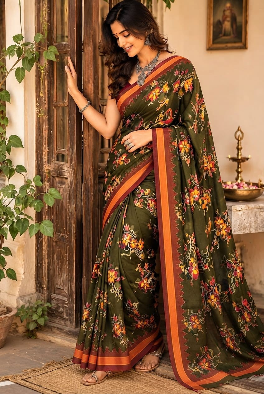 Semi Tusser Silk Sarees---   [Available in 5 colors]