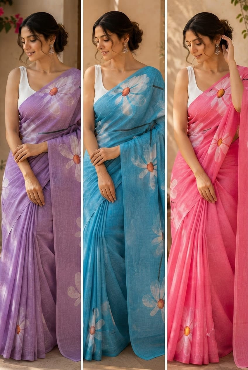 cotton sarees---              [Available in 3 colors]