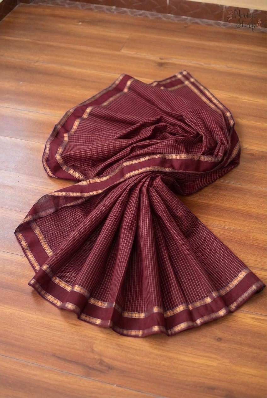 Arani checked cotton sarees---    [ Available in 8 different colors]