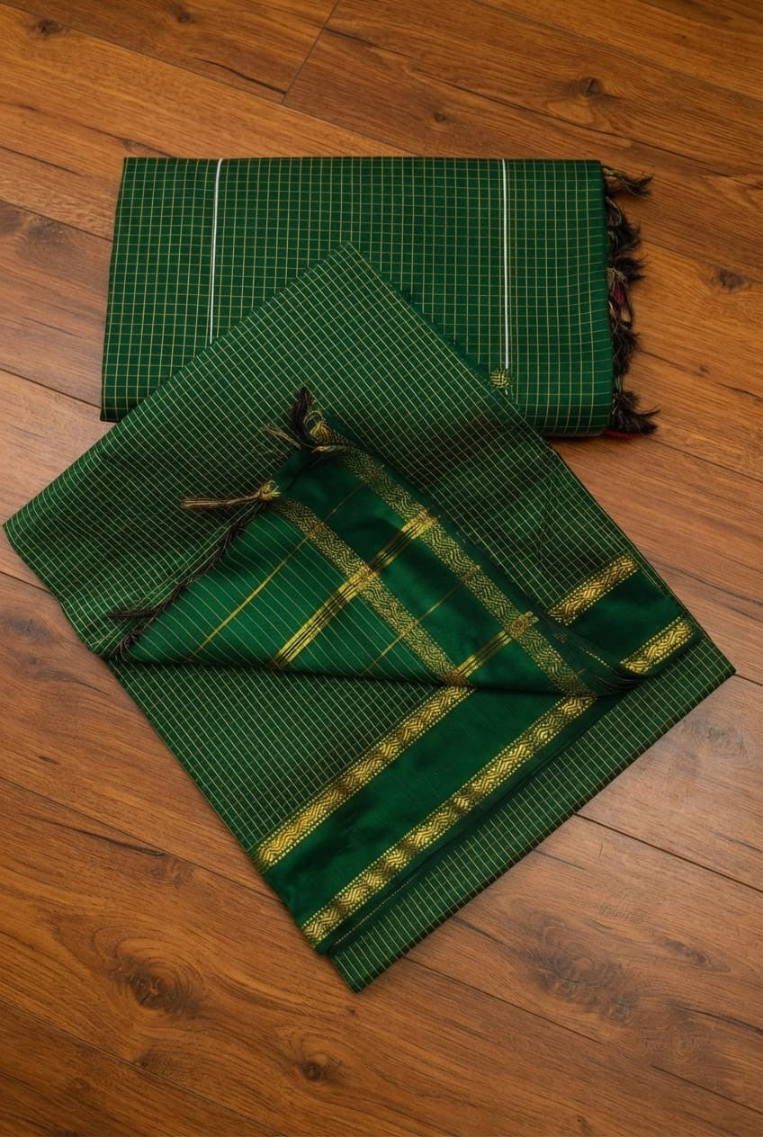 Arani checked cotton sarees---    [ Available in 8 different colors]