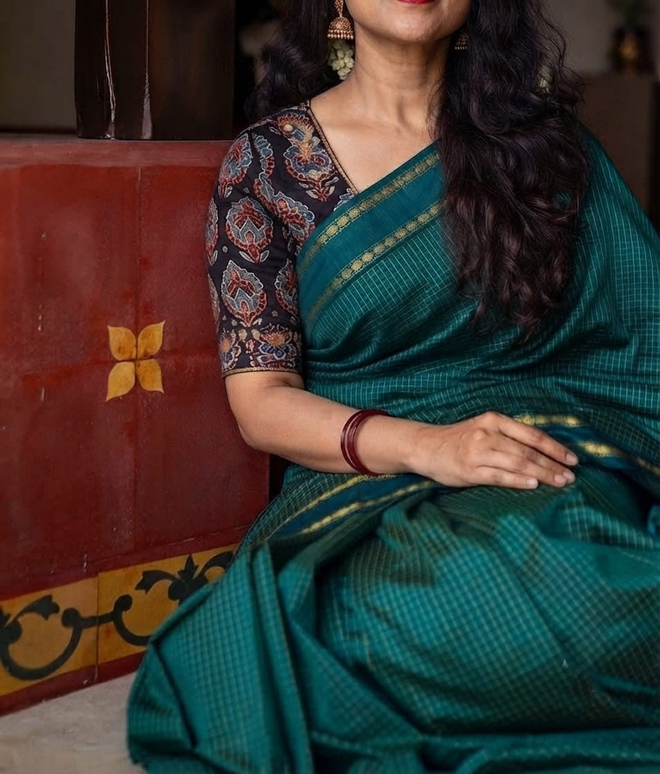 Arani checked cotton sarees---    [ Available in 8 different colors]