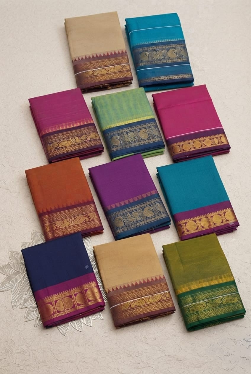 Pure Chettinad Cotton Sarees---             [Available in more than 15 combinations]