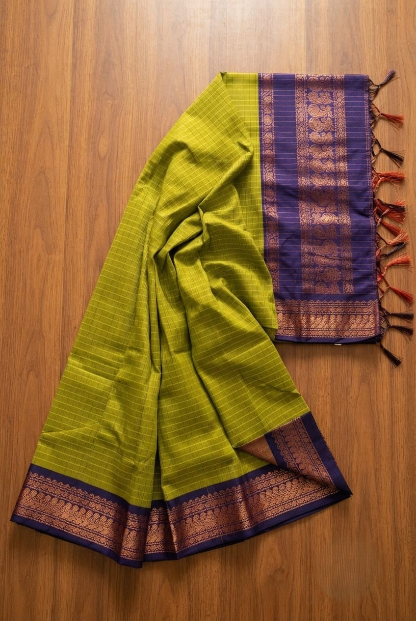 Checked Kalyani cotton saree/Lata Gadwal Paithani  Available in many  vibrant colors