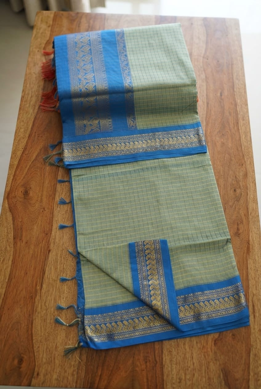 Checked Kalyani cotton saree/Lata Gadwal Paithani  Available in many  vibrant colors