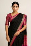 Black & pink Mysore Silk Saree